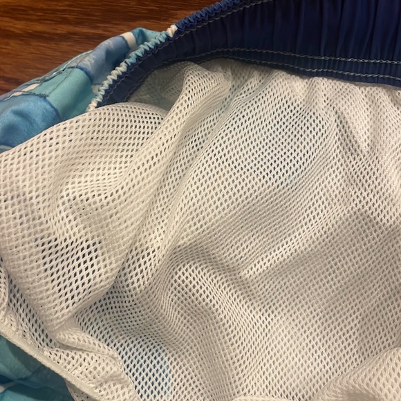 NAUTICA mens swimwear trunks water colors blue 3 functional pockets : netting Lg - Picture 8 of 12